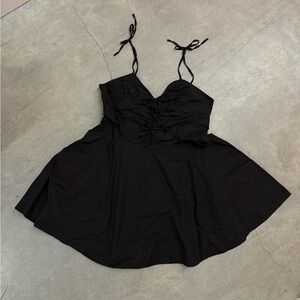 Zara black ruffles gabardine short dress